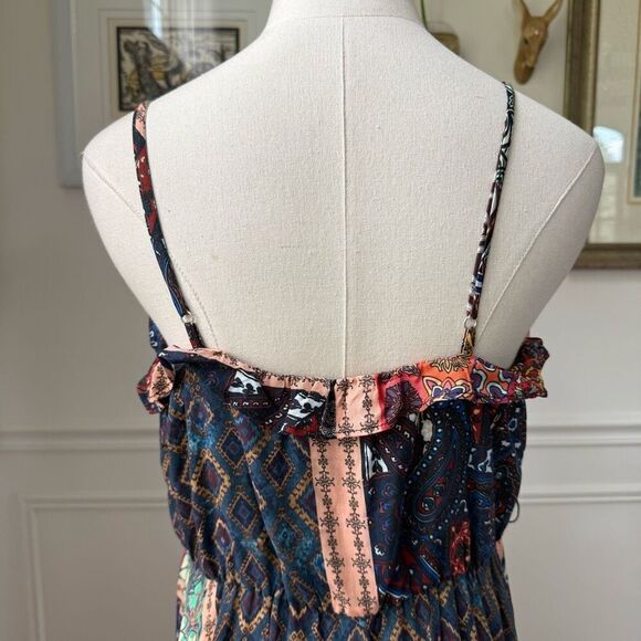 Suki So Juliet Hi Low Kasbah Print Tiered Ruffle Bandana Patchwork Boho Dress $3 - Picture 8 of 11